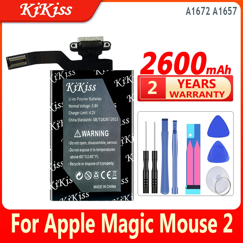 Batteria Kikiss 1300Mah/2600Mah A1644 A1645 A1843 A1672 Per Tastiera Apple Magic 2 Mouse2 Wireless 020-00634 020-00633