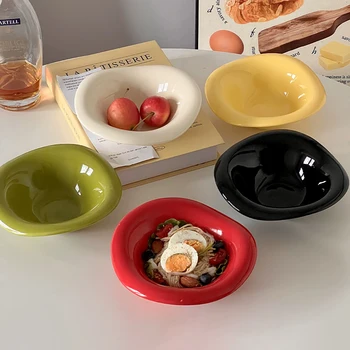 Ins Piattino in ceramica Stile coreano Dessert Yogurt Avena Ciotola Colore crema Contenitore per insalata di frutta Piatto per esposizione alimentare Utensili da cucina 1