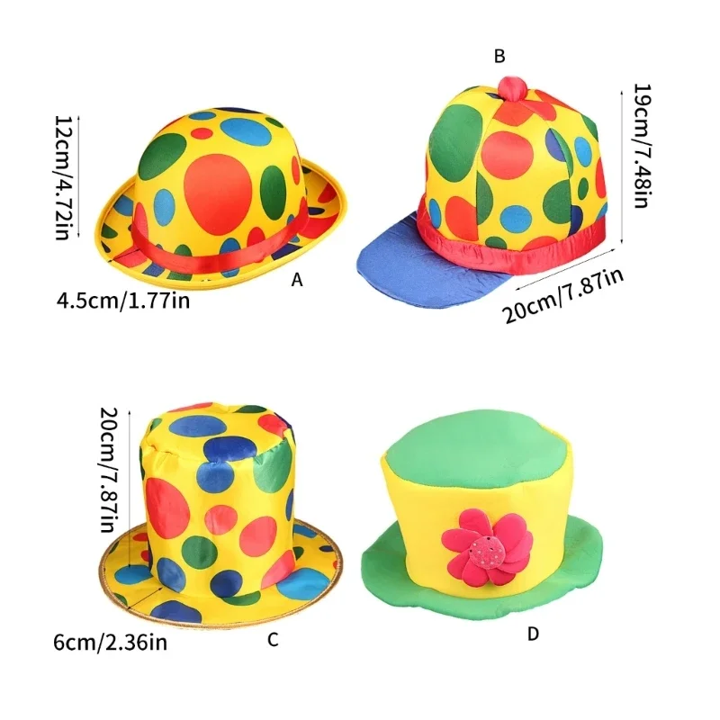 4 Styles Adults Funny Rainbow Clown Hats Christmas Halloween Cosplay Prop Magician Top Festival Party Headgear for Men Women cosplay hat
