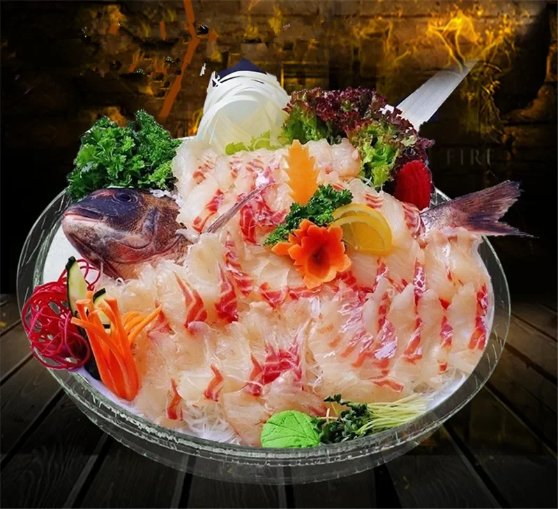 transparent Acrylic sashimi ice tray Japanese Korean sushi fruit plate seafood sashimi platter dry tray salmon seafood tool