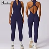 “Ellie” Seamless Zip Up Bodycon Activewear Jumpsuit