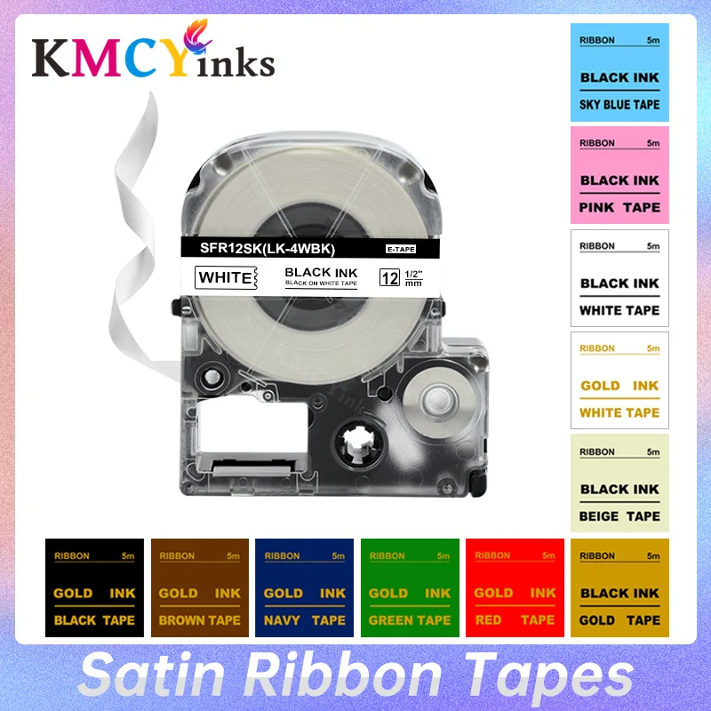 

KMCYinks 1PK Satin Ribbon Tape for Epson SFR12PK SFR12SK SFR12RZ SFR12GZ SFR12NZ SFR12KZ 12mm Label Tape for Epson KingJim Label