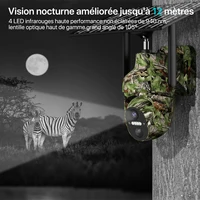 Caméra de surveillance extérieure 4G SIM à énergie solaire avec détection PIR, camouflage, vision nocturne HD et application Ucon 6