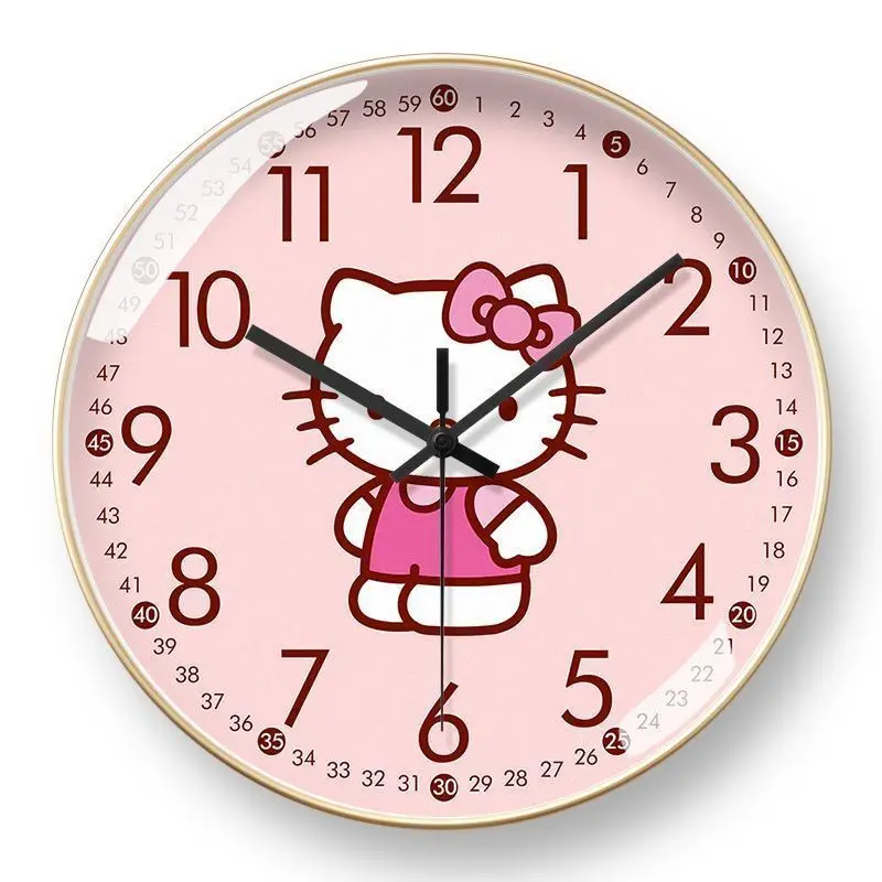 thumbnail image 1 of Hello kitty-reloj silencioso de estilo occidental para habitación de niños, reloj creativo de animación de dibujos animados, hora automática, onda de radio, 1 of 5