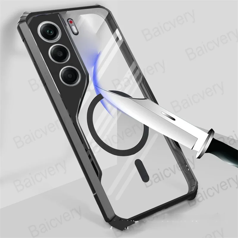 Transparent Shockproof Airbag Hard Case with Magnetic Sticker