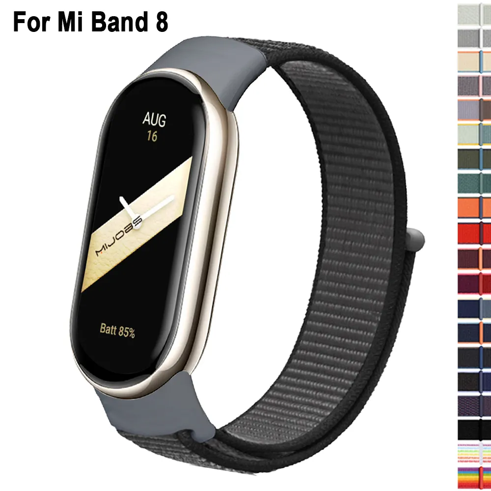 Bracelet For Xiaomi Mi Band 8 Strap Nylon Breathable Miband 8 Correa  Original Mi Band 8 NFC Straps Leather Wristband Replacement