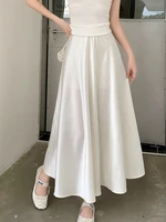 Plus Size Satin Half-Body Skirt Female 2026 Spring New Korean Fashion Temperament Elegant Solid Casual A-line Skirts - Image 4
