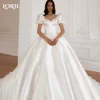 LORIE Elegant Women's Wedding Dress Satin Backless Puff Sleeve A-line Bride Gowns Smiple Bow Bride Party Dress vestidos de novia 1