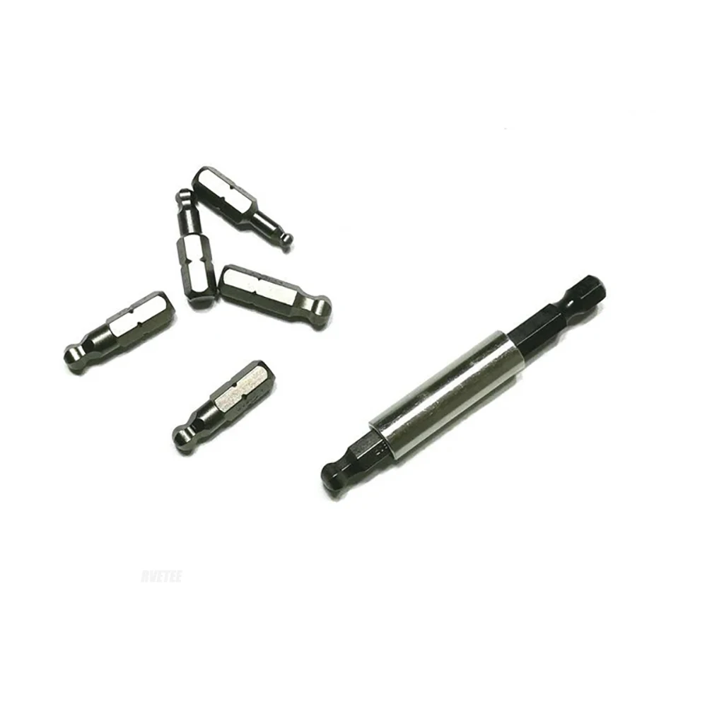 3Pcs Magnetic 1/4 Inch Ball Screwdriver Bits - Auto Repair Tools 25mm Length 3/4/5/6mm Screwdriver Head