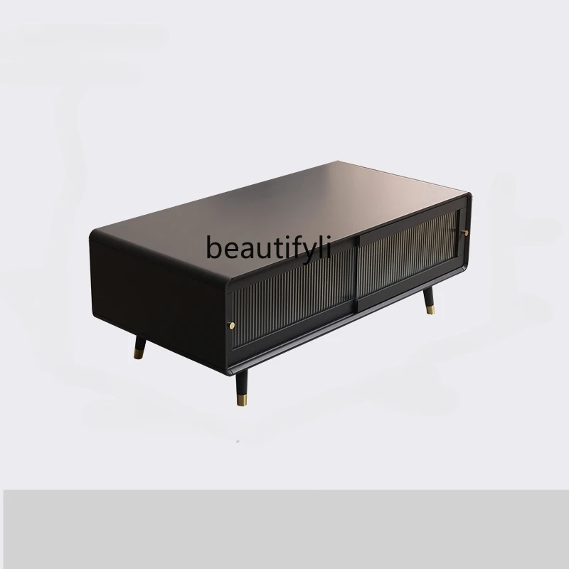 

Solid Wood Living Room Coffee Table TV Cabinet Unit Household Minimalist Modern Small Apartment Multi-Functional Creative