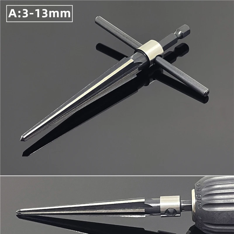 Alesatore Conico A Mano Con Manico A T, 3-13 Mm, 6 Scanalature, Per Falegnameria, Liuteria E Sbavatura (Acciaio Al Carbonio)