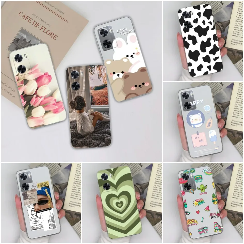 Per Oppo A57 A57S A57E Custodia Trasparente Antiurto Moda Amore Cuore Fiore Silicone Morbido Tpu Per Oppo A 57 A 57 S A 57 E Funda