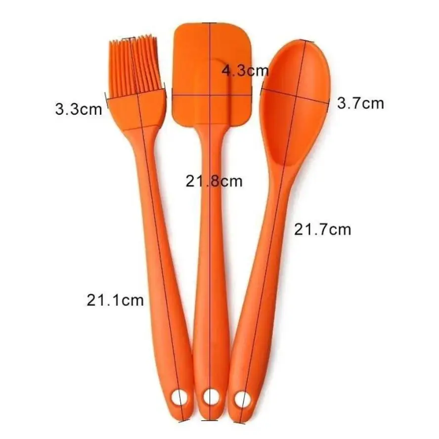 Silicone Kitchen Utensil Set - Non-Stick Cooking Tools Trio: Spatula, Shovel, and Soup Spoon