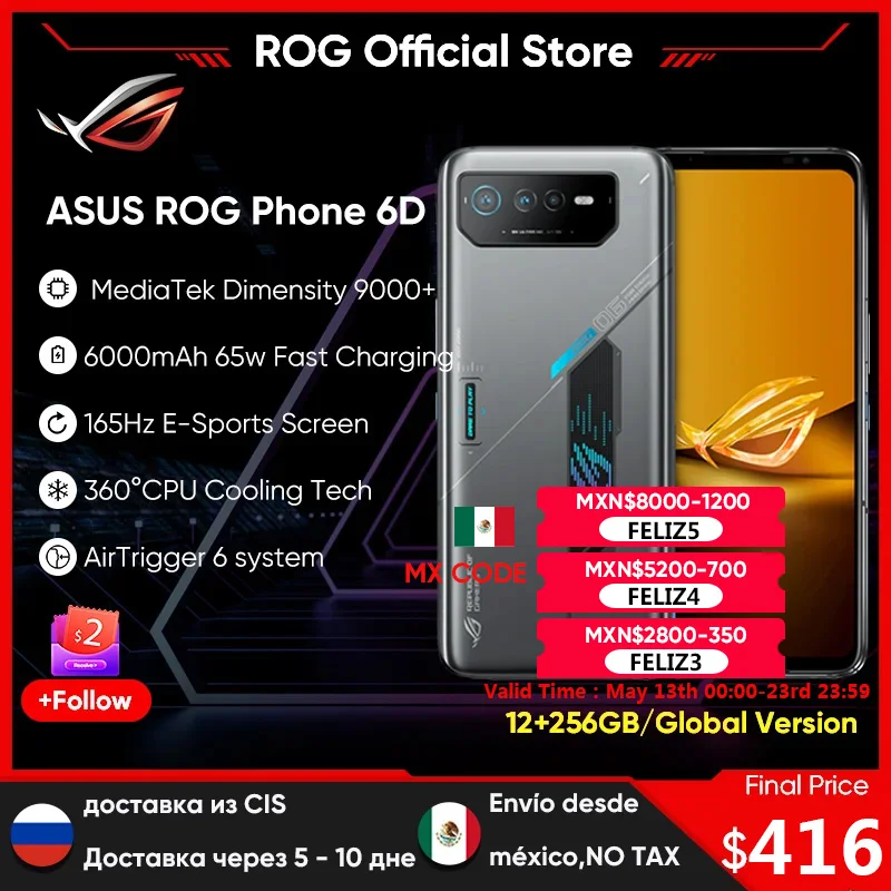 ASUS ROG 6D/6D Ultimate Smartphone MediaTek Dimensity 9000+ 165Hz E-Sports Screen 6000mAh Battery Fast charging ROG Phone