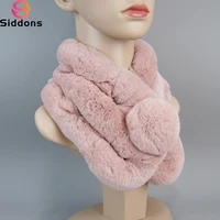 Natural Soft Rex Rabbit Fur Scarf Winter Women 100% Real Rex Rabbit Fur Muffler Warm Quality Russia Lady Knit Real Fur Scarves