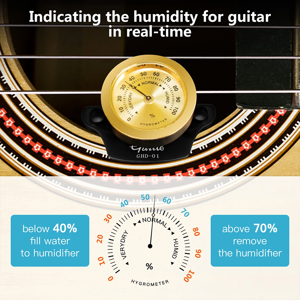 Guitto Series GHD-01 Acoustic Guitar Humidifier Hygrometer 2 in 1 Humidity Care