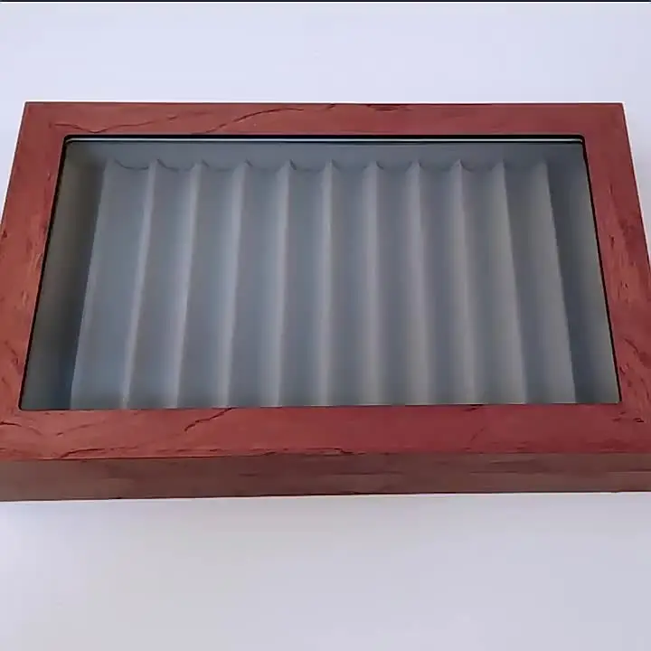Wood Pen Display Box 12 Pen Organizer Box, Glass Pen Display Case