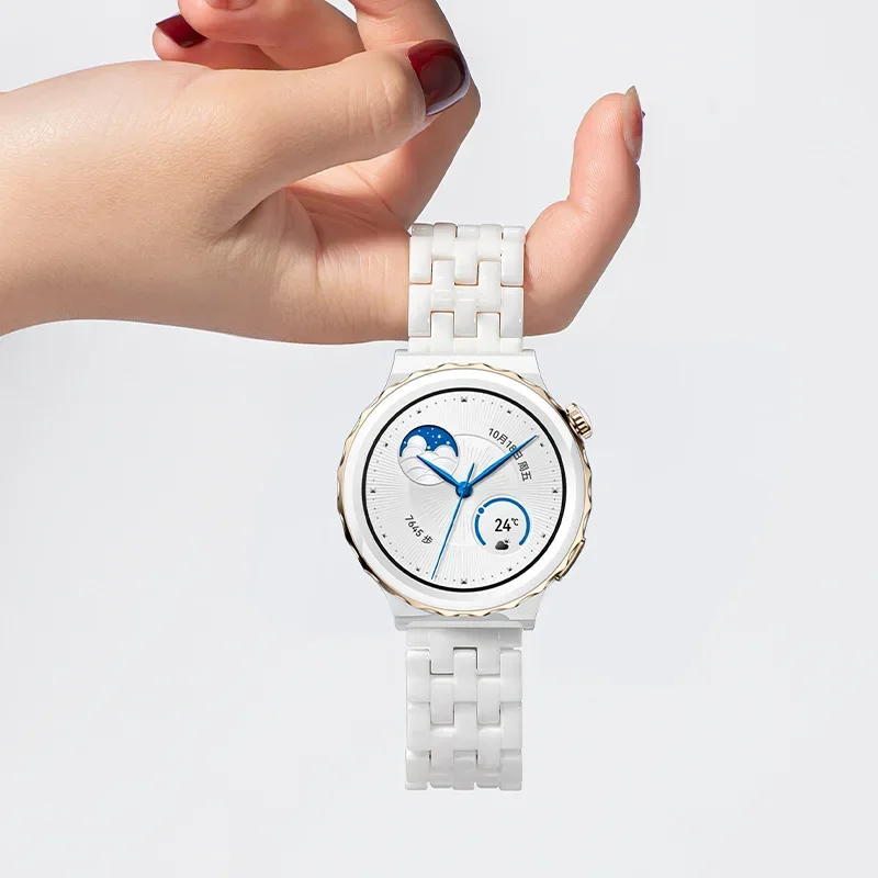 20mm Ceramic Strap For Huawei Watch GT 3 Pro 43mm,White / Black Ceramic Watchband For Huawei Watch GT3 GT 2 42mm Watch Wristband