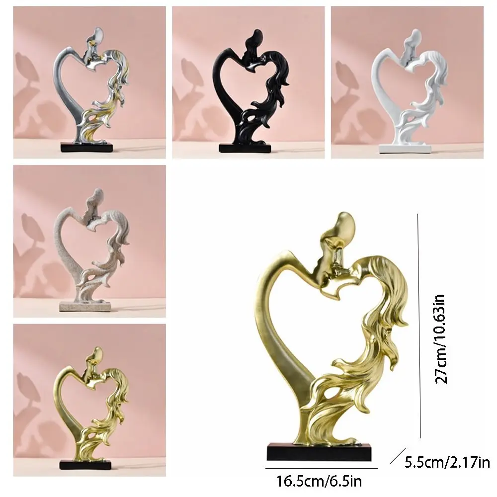 Anniversary Gift Nordic Style Couple Statue Abstract Heart Shape Kissing Couple Sculpture Romantic Lovers Sculpture Living Room