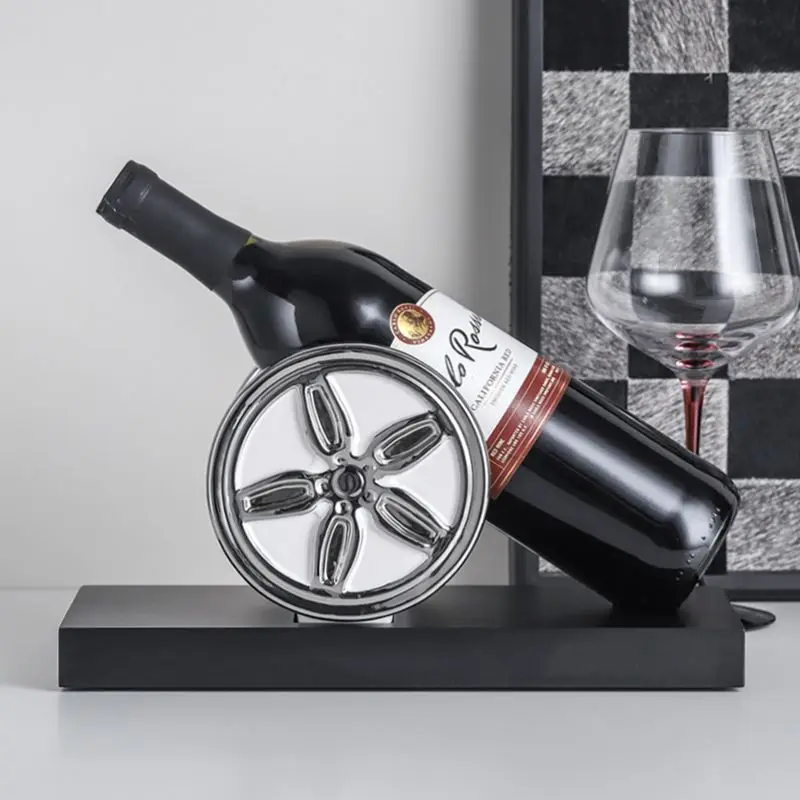 

Modern simple high-end wheels red wine rack ornaments, creative home living room, wine cabinet, sideboard, office decorations