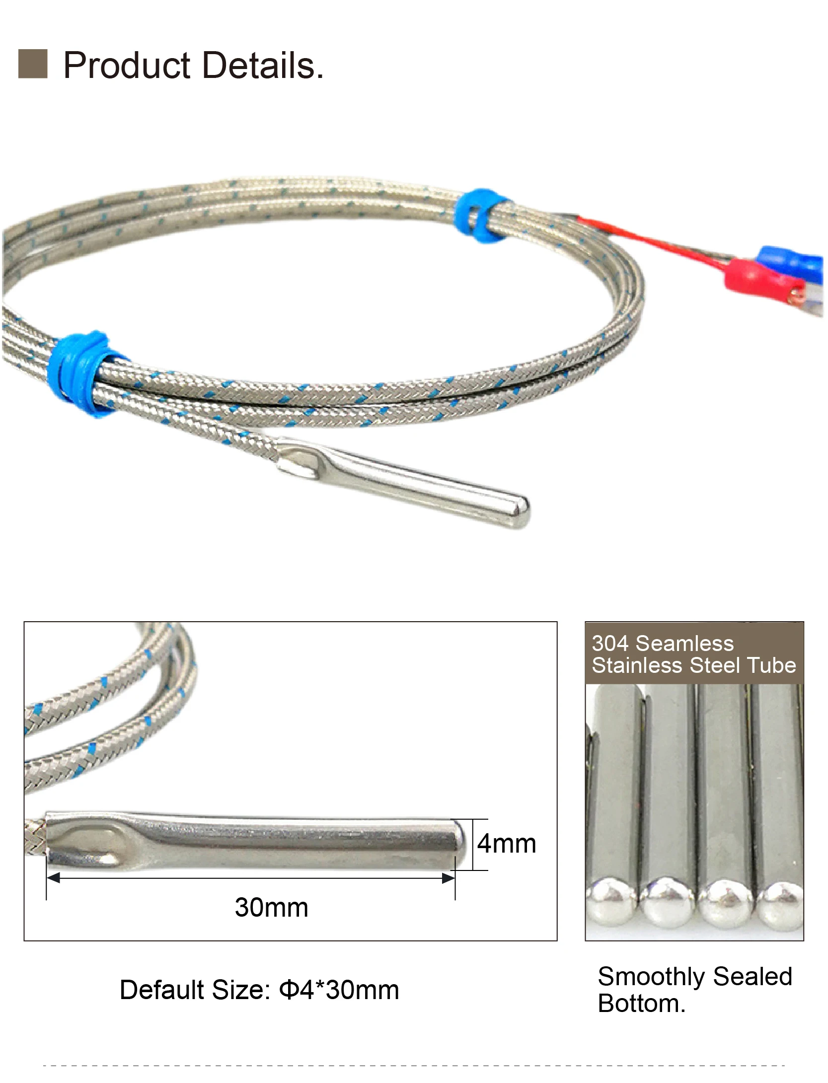 K Type E Type Probe Thermocouples Temperature Sensor 0-400°C 0-600°C Stainless S