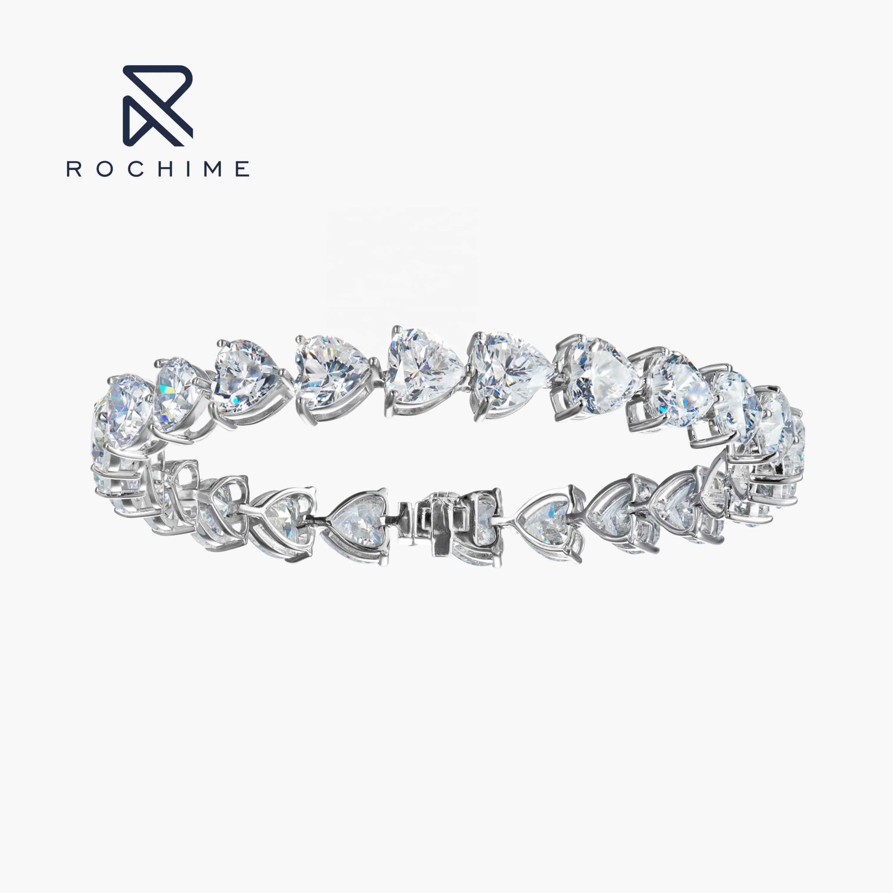 

Rochime Heart Cut Diamond Bracelet Gold Plated 5a Zircon Jewelry 925 Sterling Silver Bracelet For Women