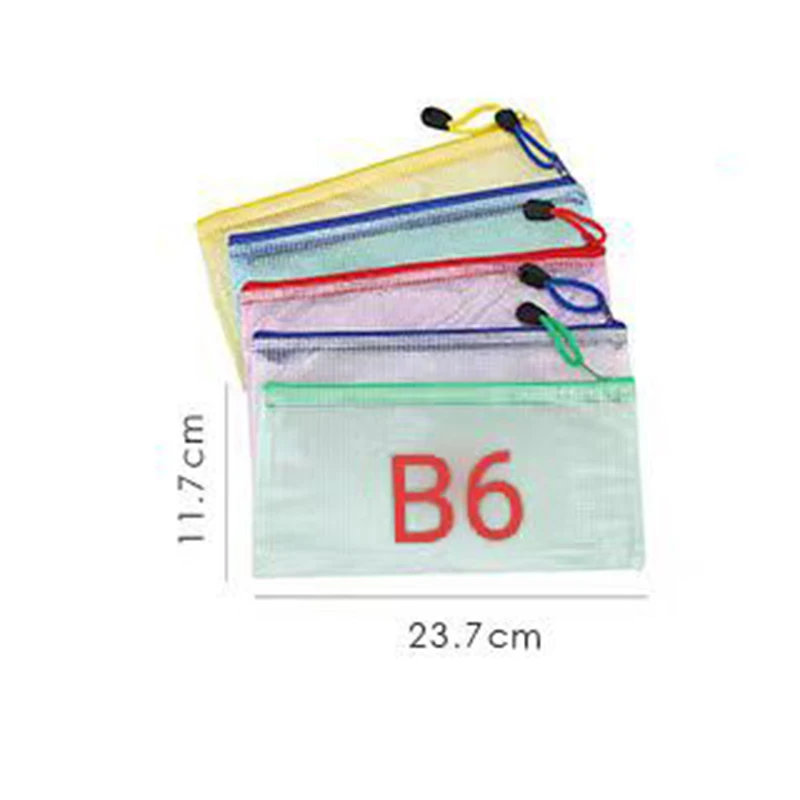 תיק קובץ רשת למשרד בצבעים, נייד ועמיד למים, תיק מסמכים שק Transparant עם רוכסן, תיק ציוד לתלמידים