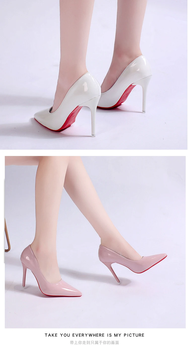 Pointed Toe High Heels Women Commuter Classic Luxury Red Sole Patent  Leather Heel for Christmas Gift Designer Shoes Party Night