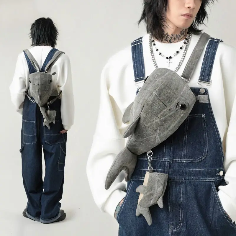 Trendy Zoo Whale Shark Bag Shark Pack Unisex Unique Design Crossbody Bag Funny Canvas Whale Bag