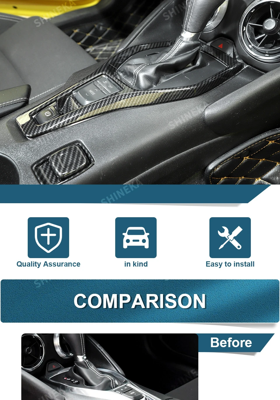 SHINEKA Auto-Schalttafel-Dekorationsabdeckung für Chevrolet Camaro 2017 2018 2019 2020 2021 2022 2023. Innenzubehör – Detail 1