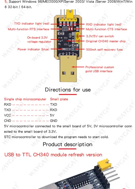 Módulo CH340G USB A TTL CP2102, Actualización, Descarga Una Placa.