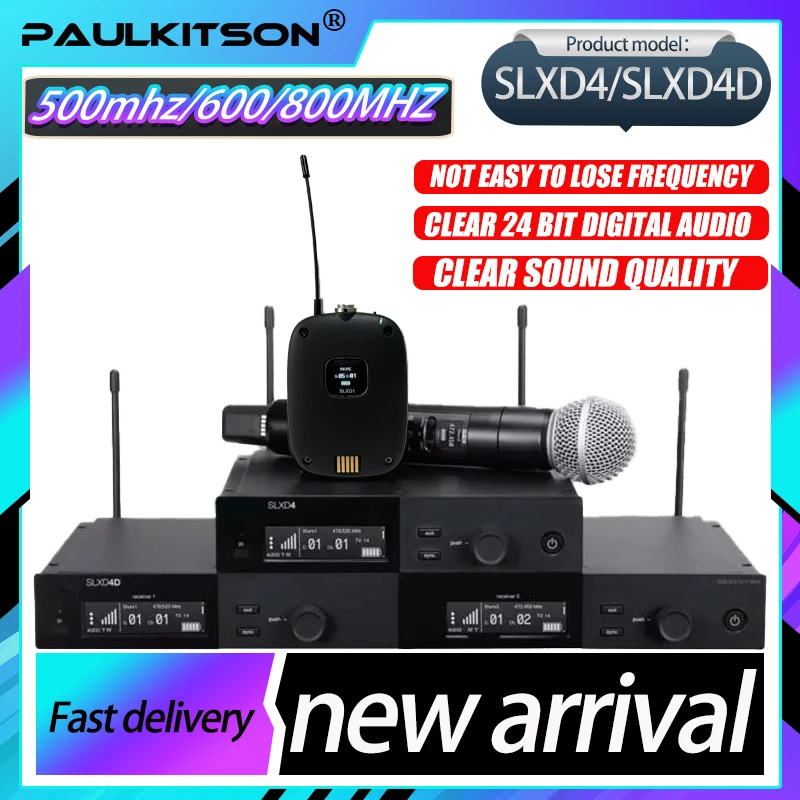 Wireless Microphone SLXD 500/600/800MHZ Wireless Microphone System 4pin Headset KSM8/Beta58 Professional For Stage Karaoke