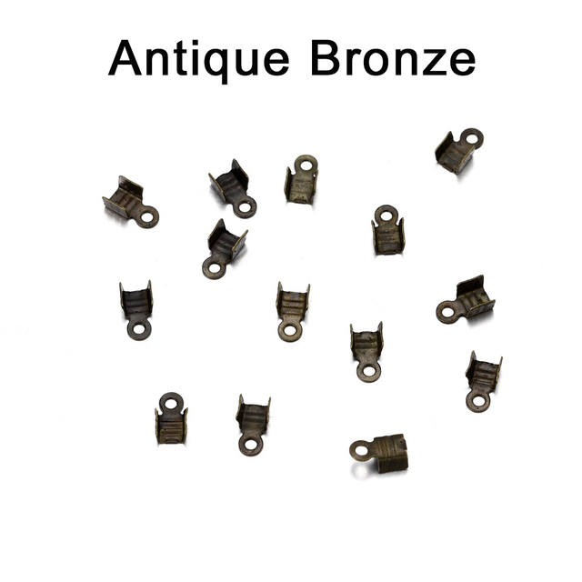 Crimp Bead Connectors Cord End Caps String Ribbon Leather Clip Foldover Cord Ends Fastener For DIY Jewelry Making Supplie