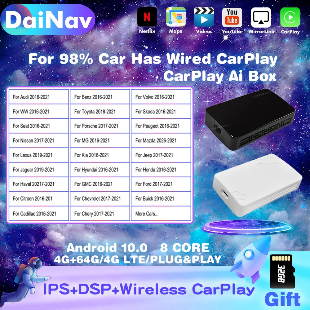 Carplay Ai Box Android беспроводной для Hyundai IX35 VERNA Tucson автомобильный мультимедийный плеер 4