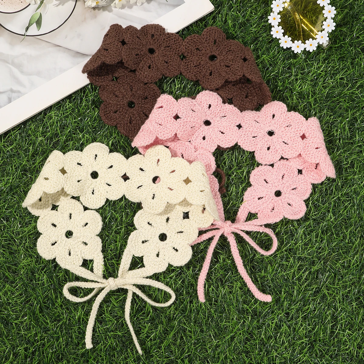 1pc Fashion Women Knitted Hair Band Knitting Flower Headband Exquisite Lady Hair Scarf Headwrap Hair Accessories Hairband