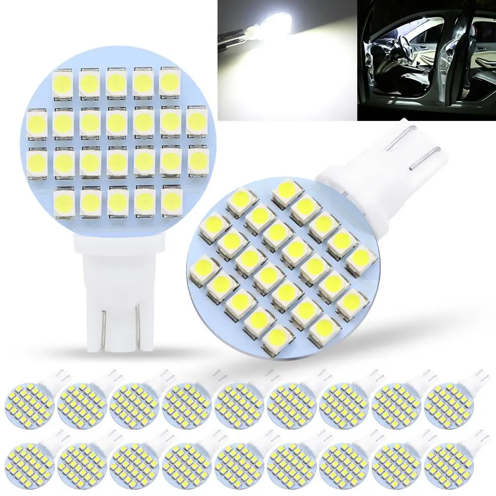 �ڵ��� ���̵� ����Ʈ ȭ��Ʈ ���� ����Ʈ, 3528 Ĩ �� ���� ����, ���� ���� ����, DC 12V, T10, 168, 194, W5W, 24 SMD LED, 20X