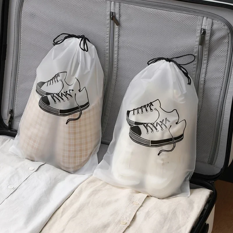 Claro bags stacked on wardrobe shelf visible