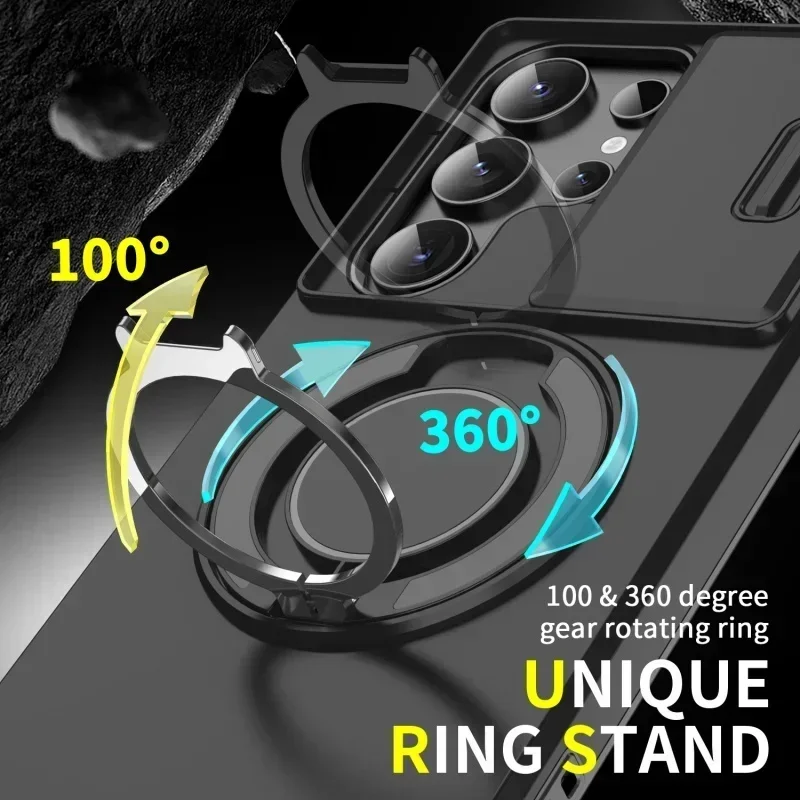 Shockproof Magnetic Armor Phone Case with Slide Camera Protector
