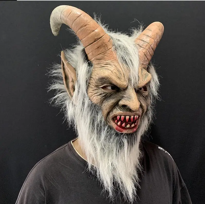 

Lucifer Cosplay latex Masks Halloween Costume Scary demon devil movie cosplay Horrible Horn mask Adults Party props