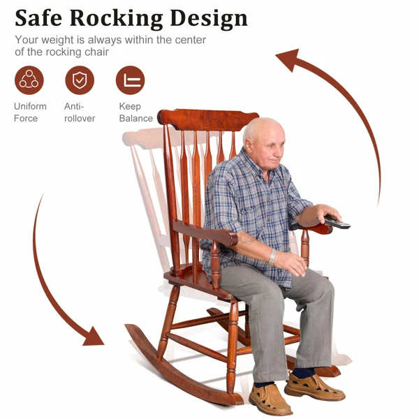 咖色 杨木 温莎 木摇椅-29