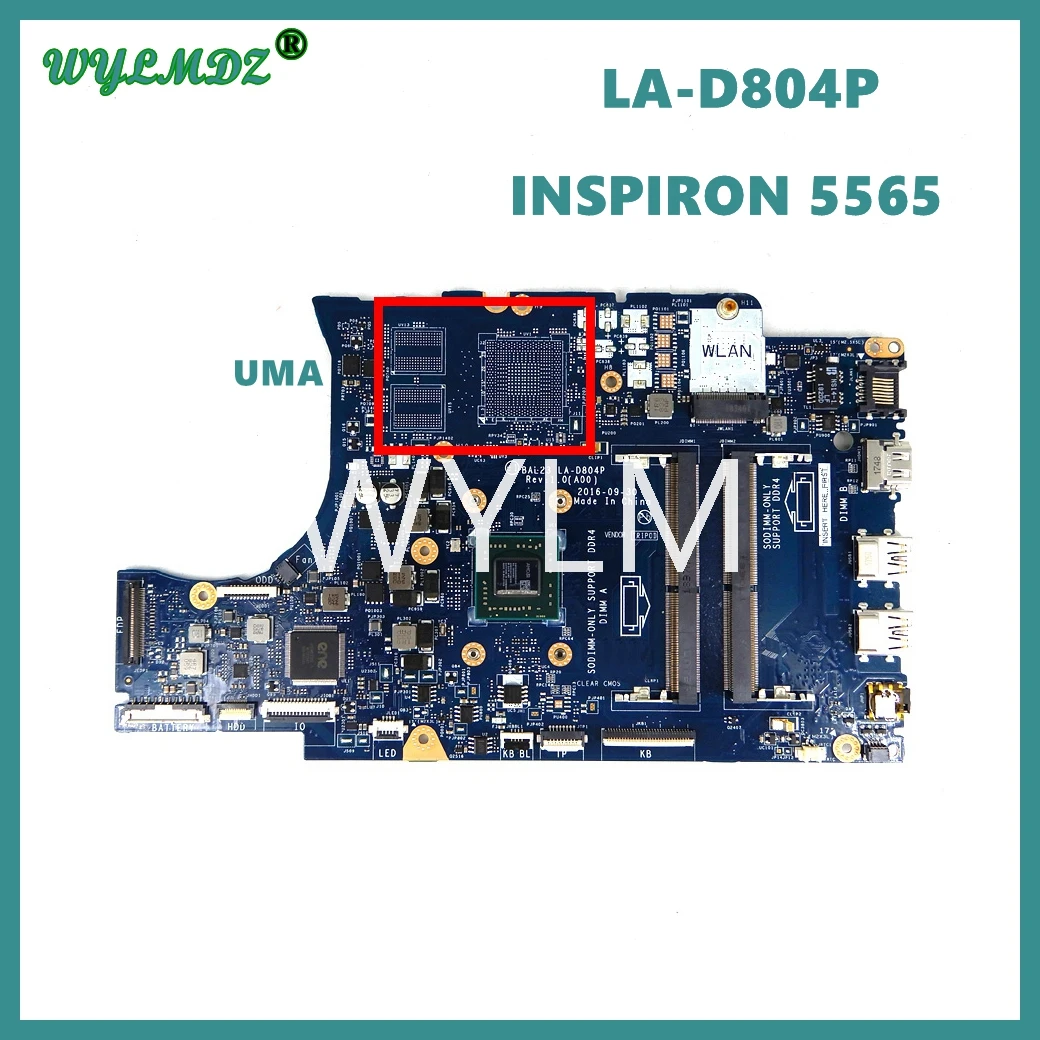 

BAL23 LA-D804P A6-9200 CPU notebook Mainboard For Dell Inspiron 5565 5765 Laptop Motherboard Test ok Used