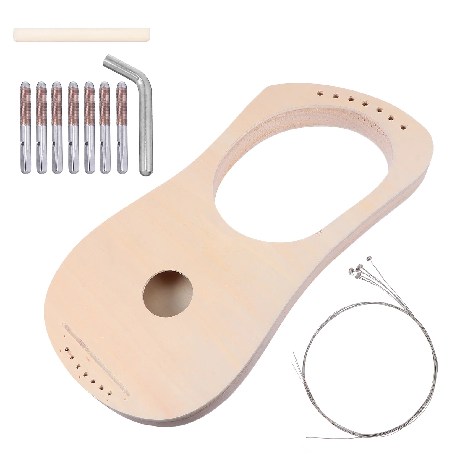 

Orchestral Musical Instrument Set Lyre Harp String Diy Kit Pin Nails Tuning Wrench Use Small Harp Musical Stringed