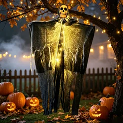 Glowing Halloween Ghost Skull Decorations - Spooky Hanging LED Ornaments for Home