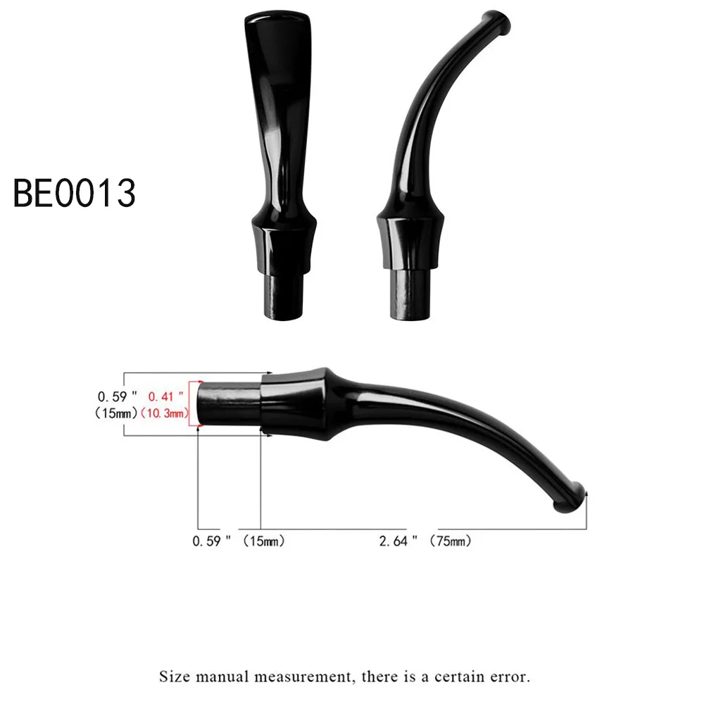 10pcs Smoking Pipe Mouthpieces Black Acrylic Mouthpiece Stem For 9mm Filter Smoke Pipe Holder Curved Straight Tobacco Mouthpiece 3