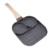Fried Egg Pan Scratch Resistant Breakfast Cooking Pan Easy Cleaning Stick Proof 2 Round Cup Wooden Handle for Induction Stove 1