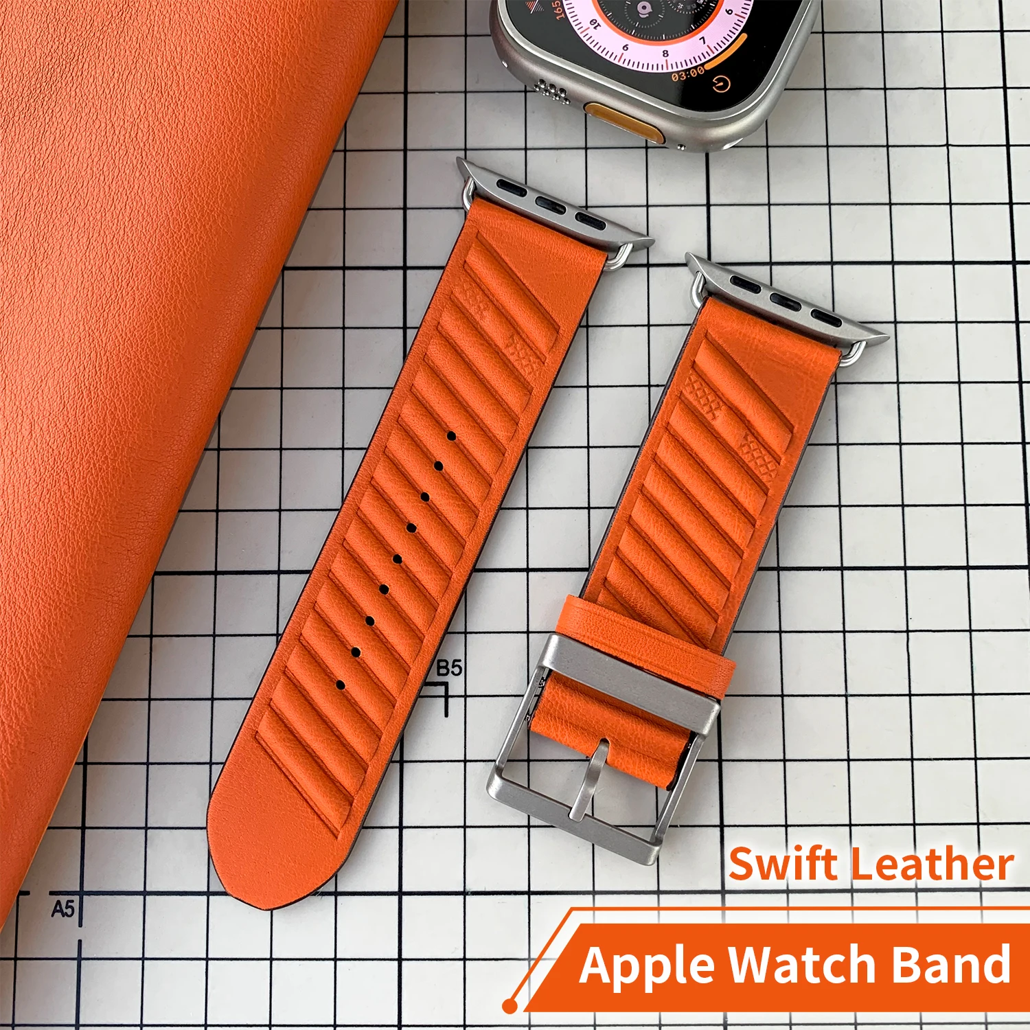 Kebitt Swift Midnight Blue Leather Watch Band Strap