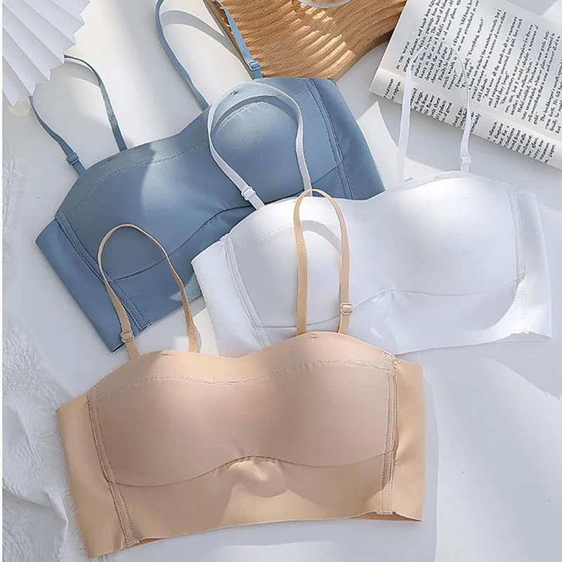 

Tube Top Underwear Gathered Women's Ultra-thin Seamless Big Breasts Small Breasted Bra Summer Strapless