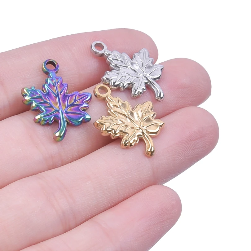 3pcs Mix Stainless Steel Maple Leaves Bulk Charms For Jewelry Making Supplies Plant Accessories DIY Necklace Earrings Pendants