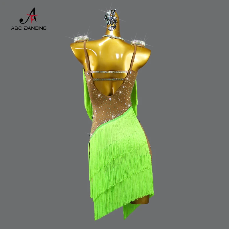 Adult Women's Latin Dance Competition Dress Sexy Short Skirts Tassel Clothes Ball Practice Wear Prom Costume