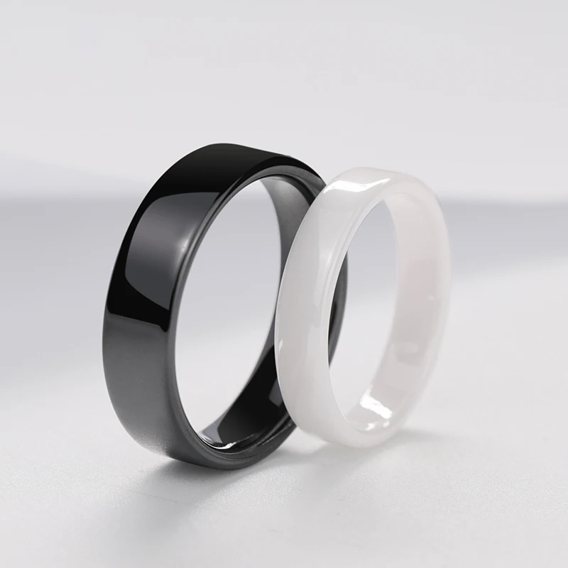 

4mm/6mm Width Ceramic Couples Rings for Woman Man Flat Top Wedding Band Comfort Fit Size 5-12 Free Shipping